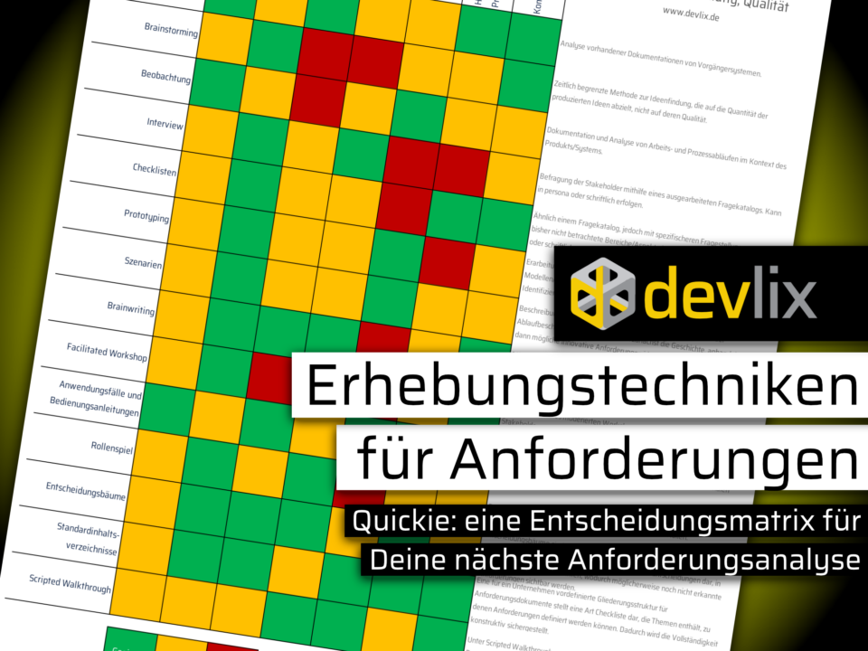 Entscheidungsmatrix zu Erhebungstechniken